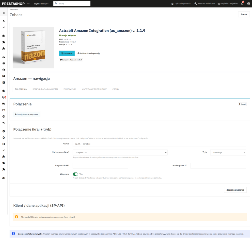 Integracja PrestaShop Amazon SP-API