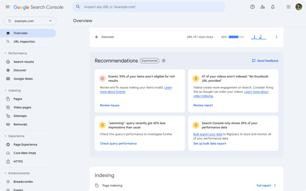 rekomendacje google search console