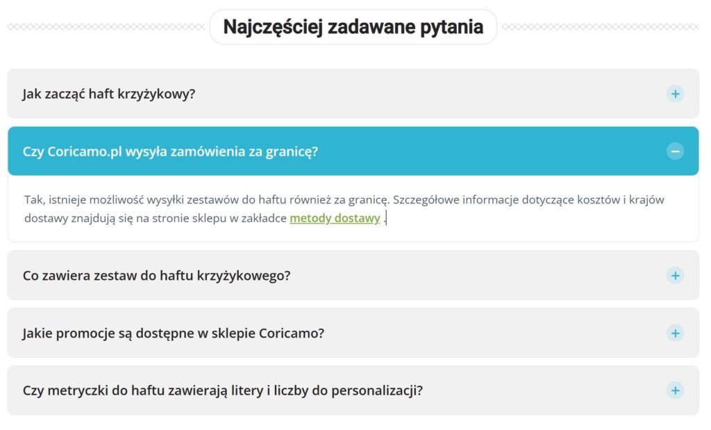 FAQ przy produkcie w sklepie PrestaShop